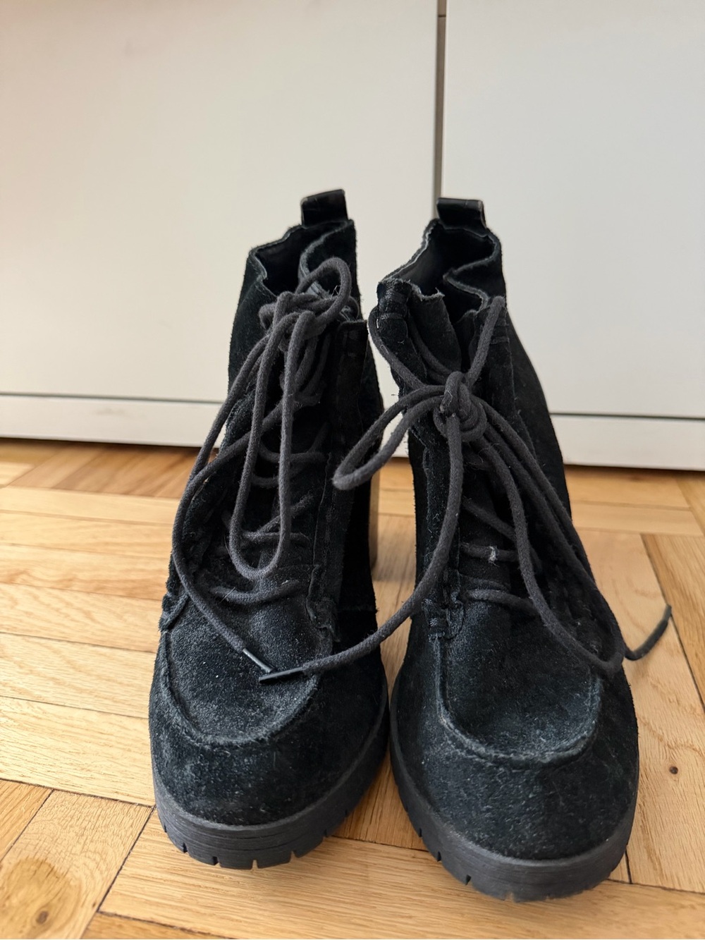 Circus by Sam Edelman Women's Black Lace-Up Suede Ankle Boots